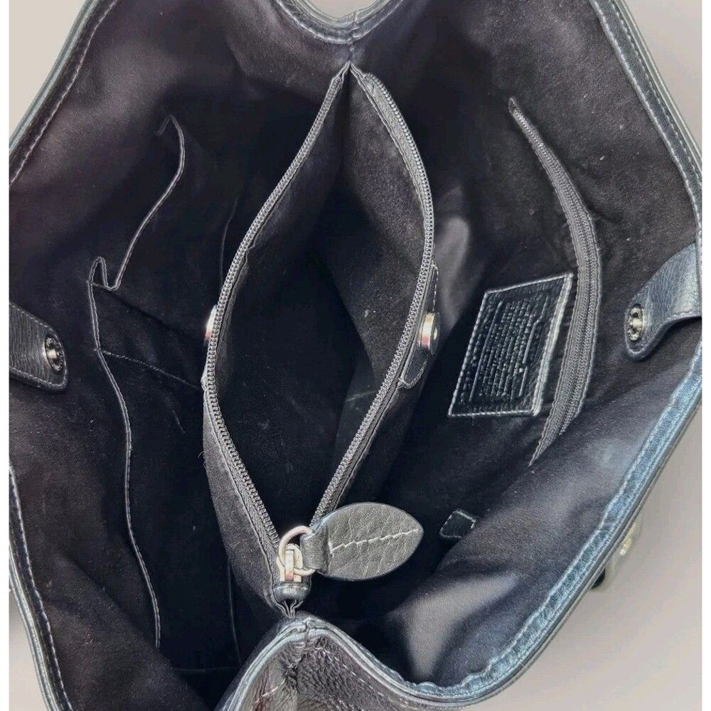 COACH Penelope Shoulder Bag Black Pebbled Leather F19264 Front Turn-Lock Tote - Picture 15 of 16